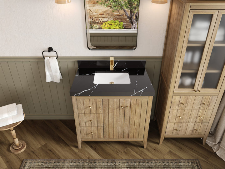 Atlanta Teak Wood 36 in. W x 22 in. D Center Sink Bathroom Vanity - photo 8