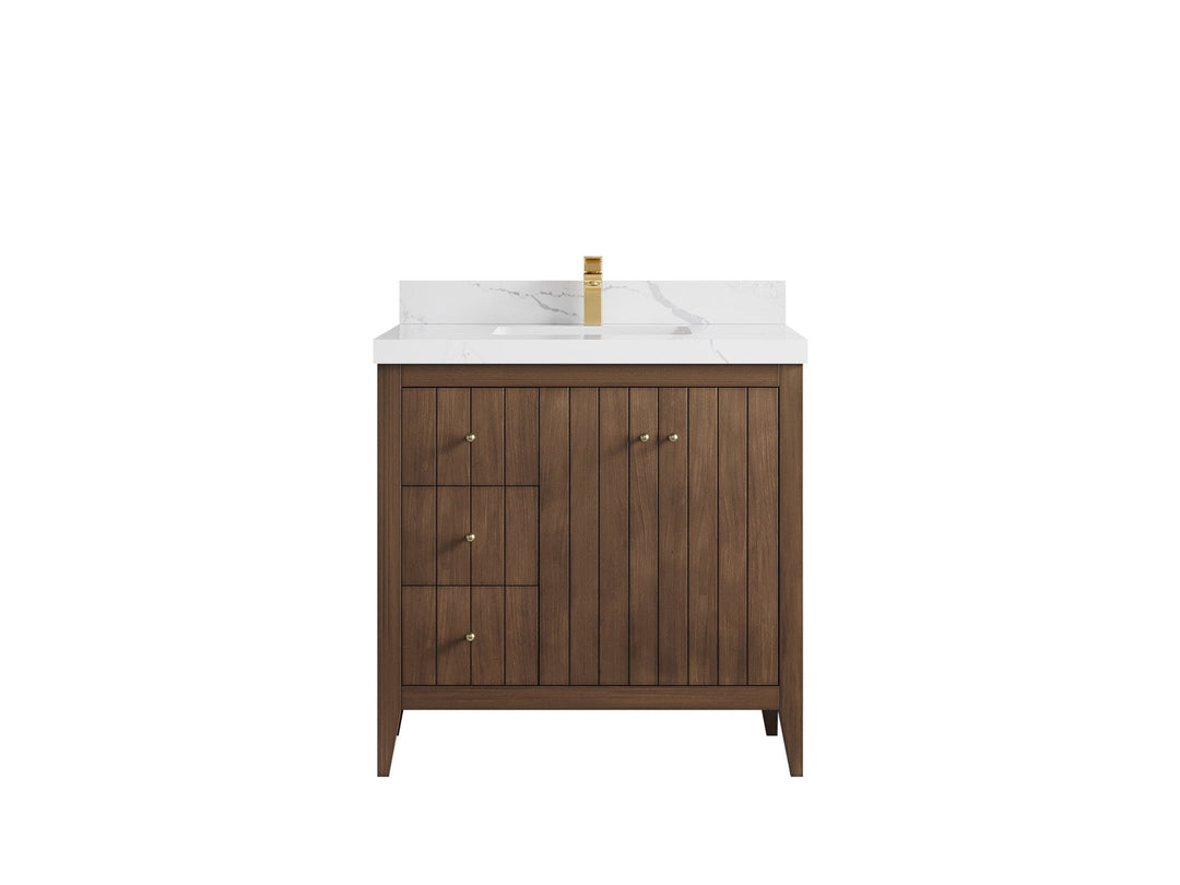 Atlanta Teak Wood 36 in. W x 22 in. D Center Sink Bathroom Vanity - Willow Bath and Vanity