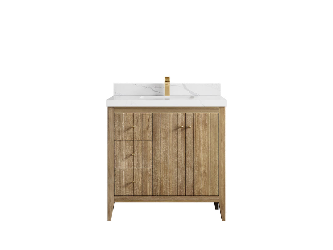 Atlanta Teak Wood 36 in. W x 22 in. D Center Sink Bathroom Vanity - Willow Bath and Vanity