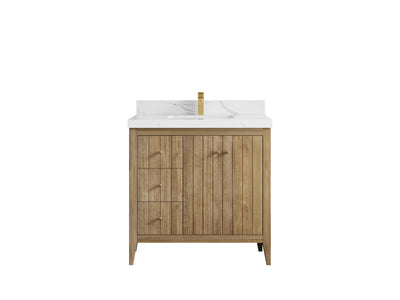 Atlanta Teak Wood 36 in. W x 22 in. D Center Sink Bathroom Vanity - Willow Bath and Vanity