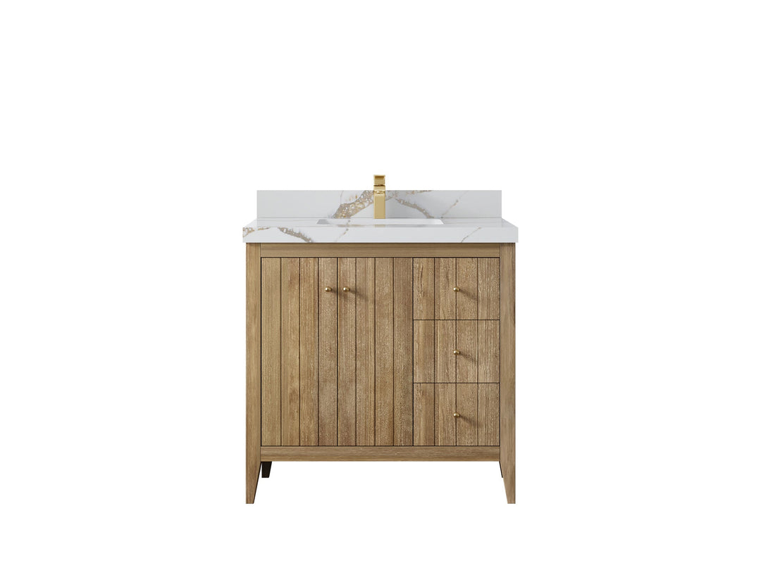 Atlanta Teak Wood 36 in. W x 22 in. D Center Sink Bathroom Vanity - Willow Bath and Vanity