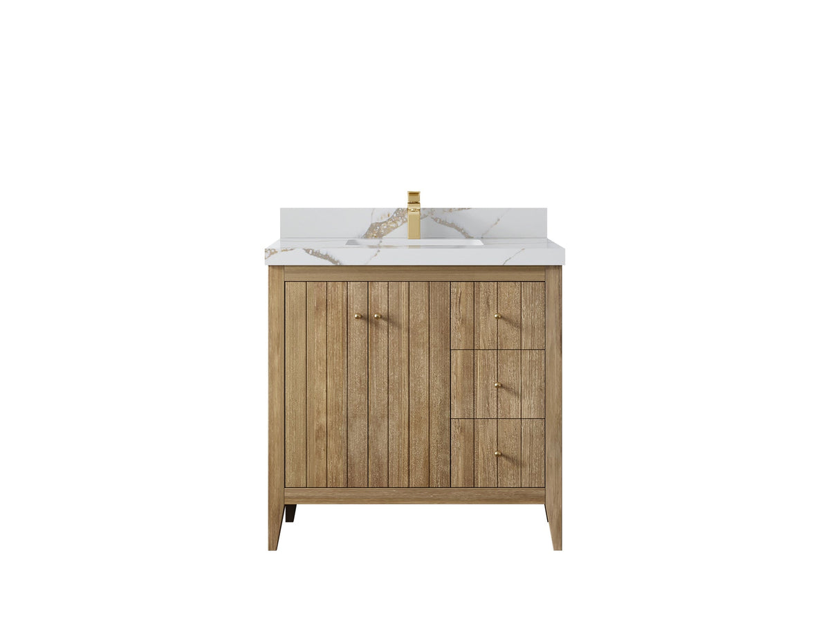 Atlanta Teak Wood 36 in. W x 22 in. D Center Sink Bathroom Vanity - Willow Bath and Vanity