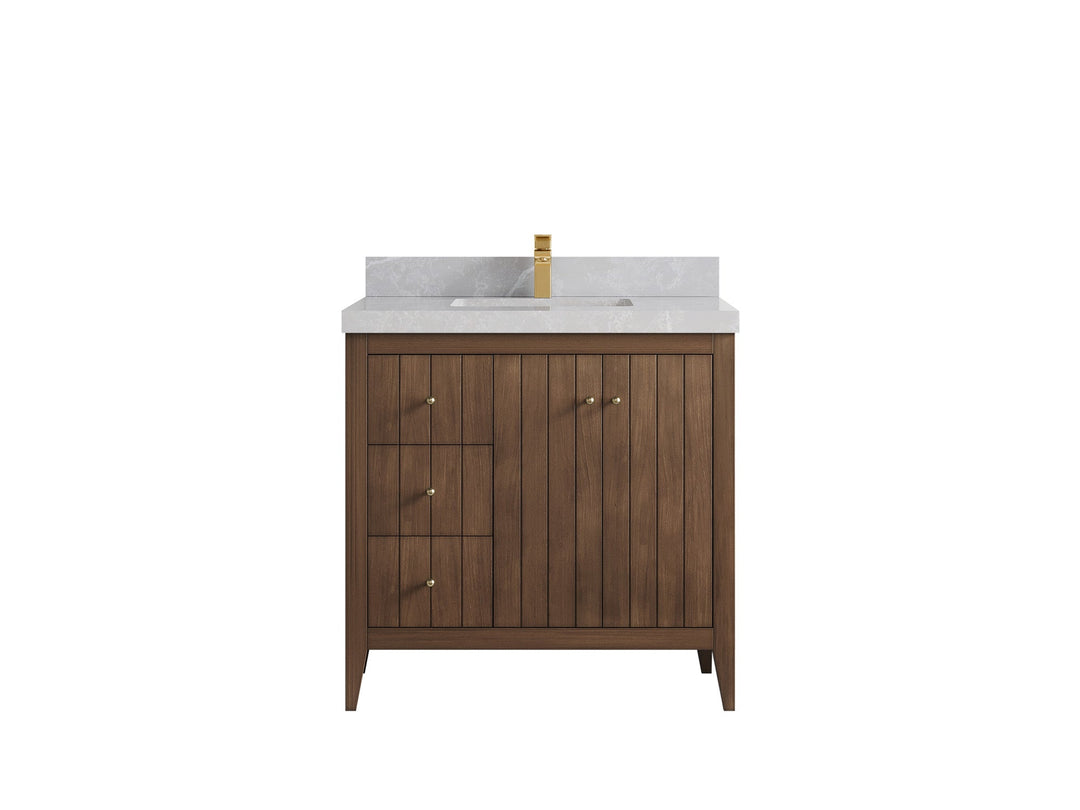 Atlanta Teak Wood 36 in. W x 22 in. D Center Sink Bathroom Vanity - Willow Bath and Vanity