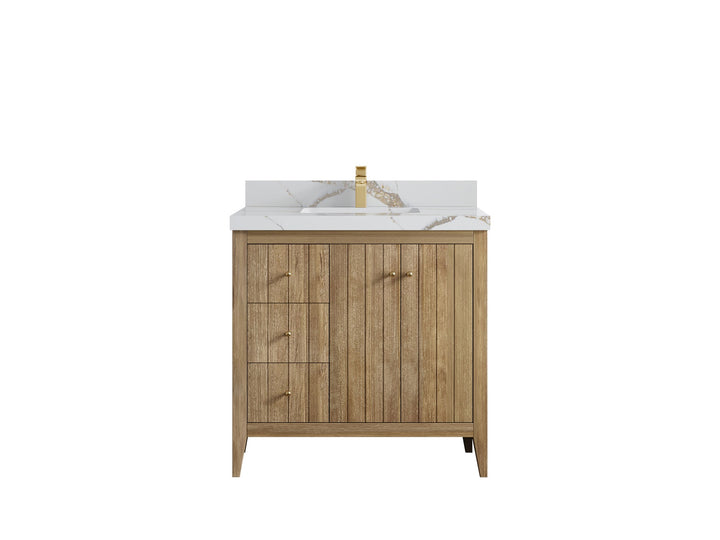 Atlanta Teak Wood 36 in. W x 22 in. D Center Sink Bathroom Vanity - photo 15