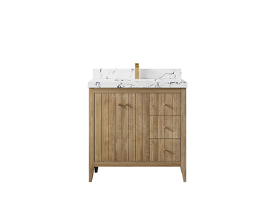 Atlanta Teak Wood 36 in. W x 22 in. D Center Sink Bathroom Vanity - Willow Bath and Vanity