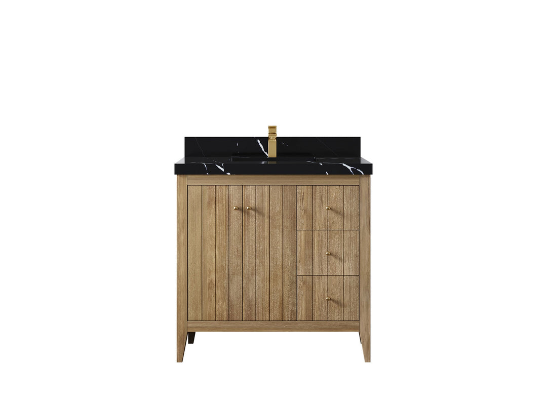Atlanta Teak Wood 36 in. W x 22 in. D Center Sink Bathroom Vanity - Willow Bath and Vanity