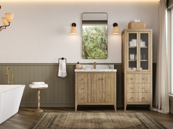 Atlanta Teak Wood 36 in. W x 22 in. D Center Sink Bathroom Vanity - photo 4