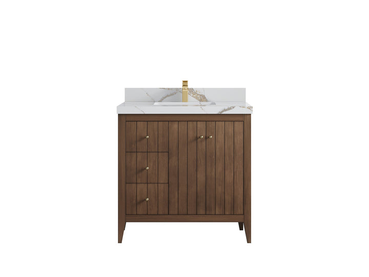 Atlanta Teak Wood 36 in. W x 22 in. D Center Sink Bathroom Vanity - photo 15