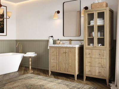 Atlanta Teak Wood 36 in. W x 22 in. D Center Sink Bathroom Vanity - Willow Bath and Vanity