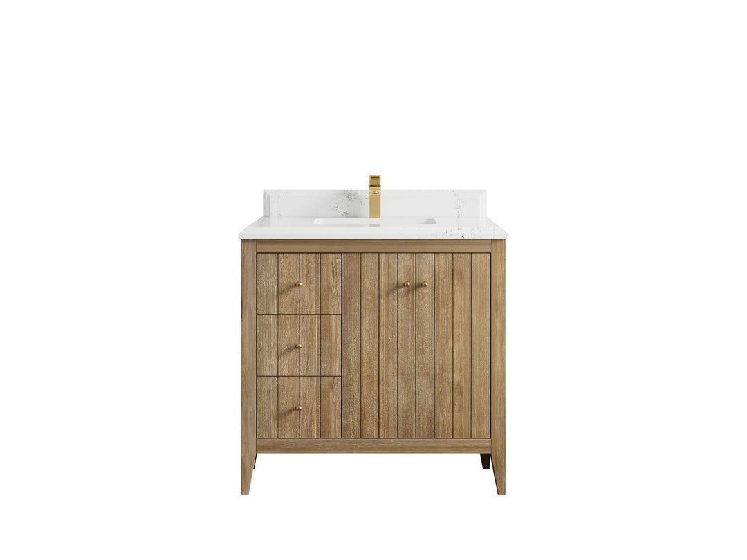 Atlanta Teak Wood 36 in. W x 22 in. D Center Sink Bathroom Vanity - Willow Bath and Vanity