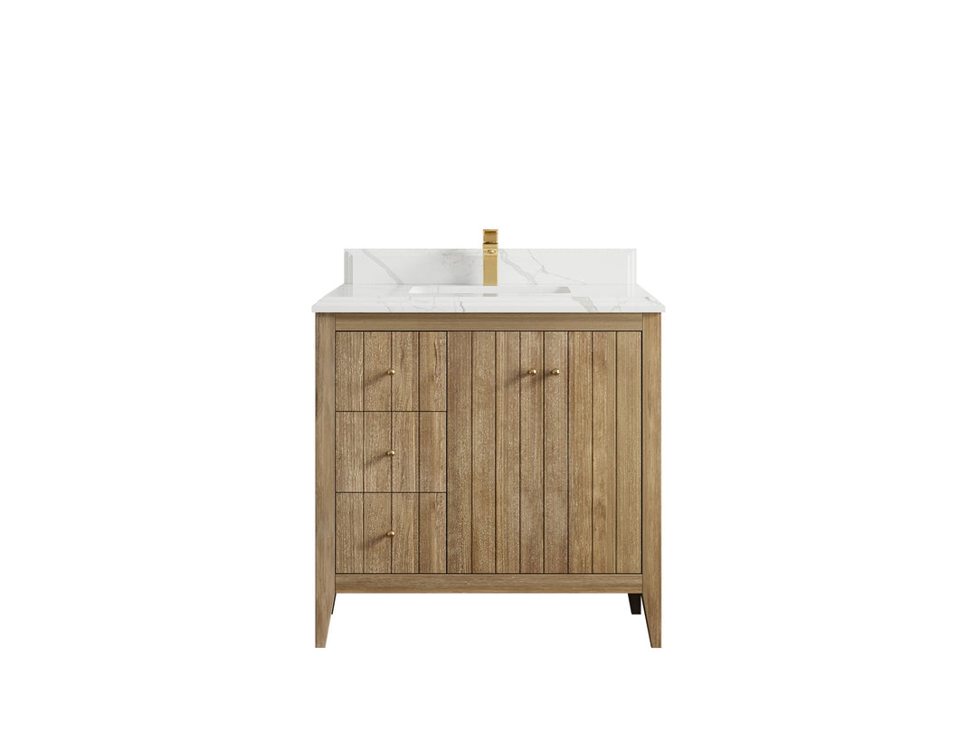 Atlanta Teak Wood 36 in. W x 22 in. D Center Sink Bathroom Vanity - Willow Bath and Vanity