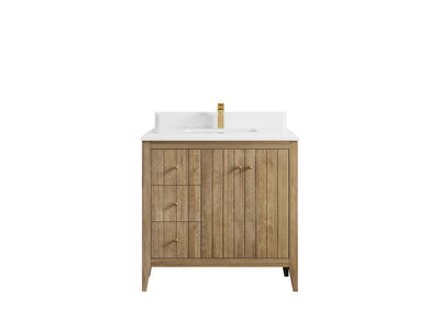 Atlanta Teak Wood 36 in. W x 22 in. D Center Sink Bathroom Vanity - Willow Bath and Vanity