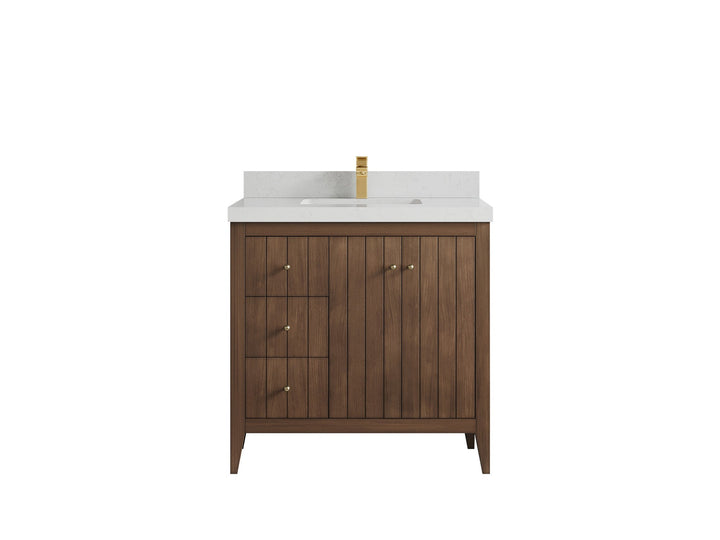 Atlanta Teak Wood 36 in. W x 22 in. D Center Sink Bathroom Vanity - photo 13