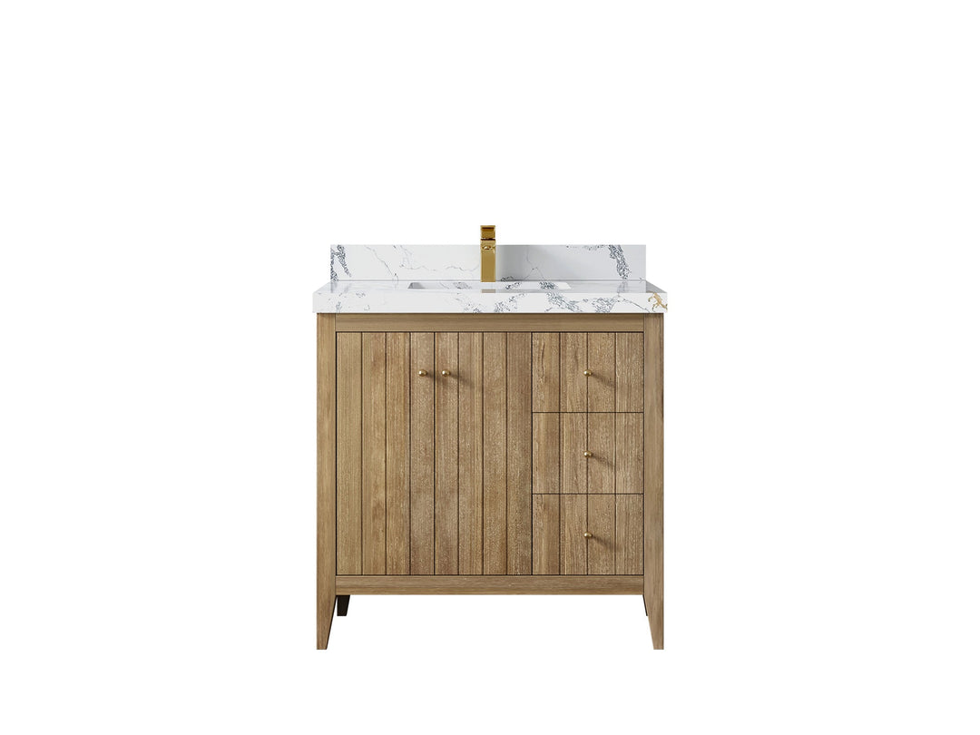 Atlanta Teak Wood 36 in. W x 22 in. D Center Sink Bathroom Vanity - Willow Bath and Vanity