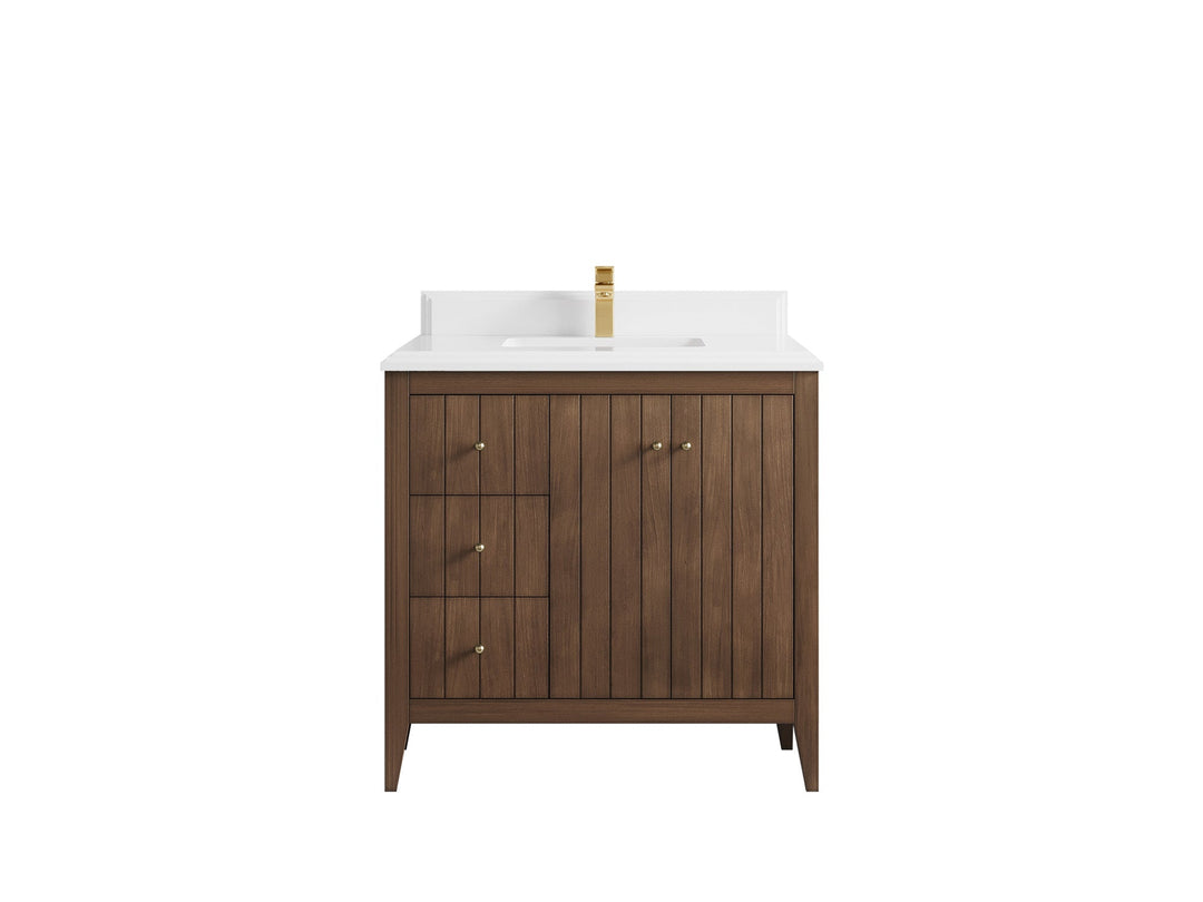 Atlanta Teak Wood 36 in. W x 22 in. D Center Sink Bathroom Vanity - Willow Bath and Vanity