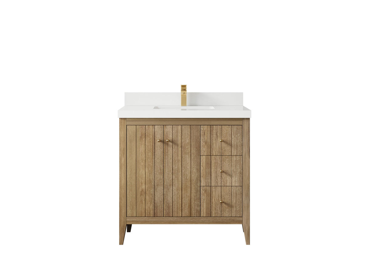Atlanta Teak Wood 36 in. W x 22 in. D Center Sink Bathroom Vanity - Willow Bath and Vanity