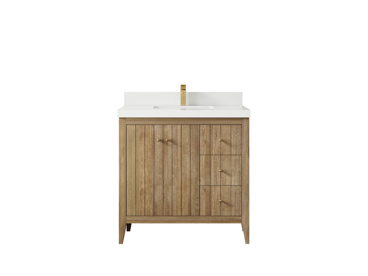 Atlanta Teak Wood 36 in. W x 22 in. D Center Sink Bathroom Vanity - photo 45