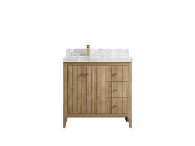 Atlanta Teak Wood 36 in. W x 22 in. D Left Offset Sink Bathroom Vanity - Willow Bath and Vanity