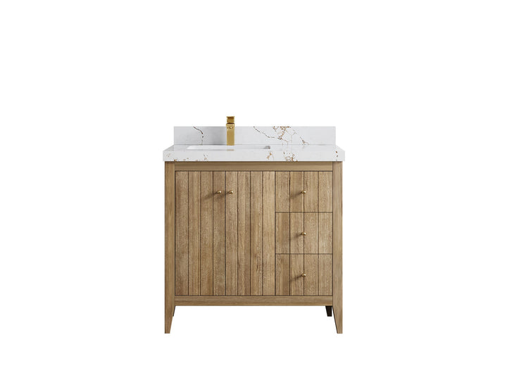 Atlanta Teak Wood 36 in. W x 22 in. D Left Offset Sink Bathroom Vanity - photo 39