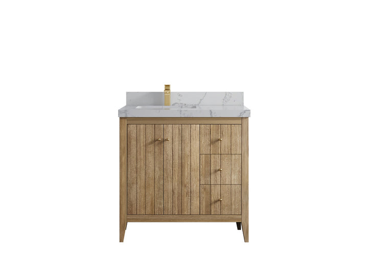Atlanta Teak Wood 36 in. W x 22 in. D Left Offset Sink Bathroom Vanity - photo 43