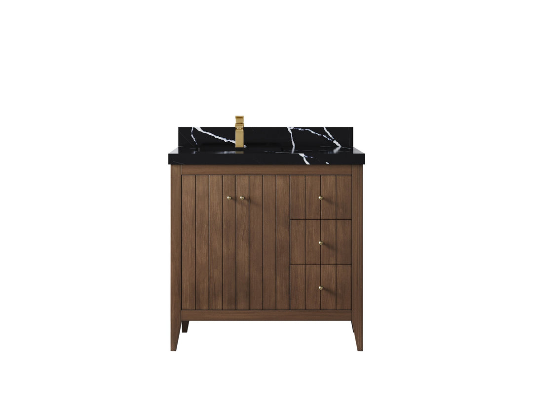 Atlanta Teak Wood 36 in. W x 22 in. D Left Offset Sink Bathroom Vanity - Willow Bath and Vanity