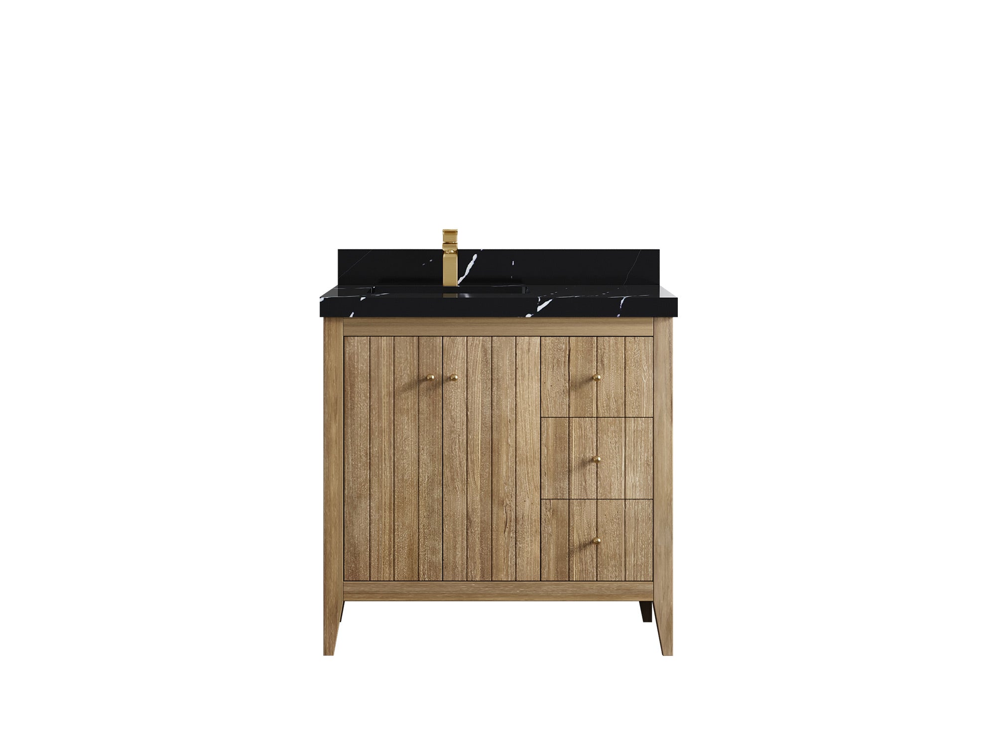 Atlanta Teak Wood 36 in. W x 22 in. D Left Offset Sink Bathroom Vanity - Willow Bath and Vanity