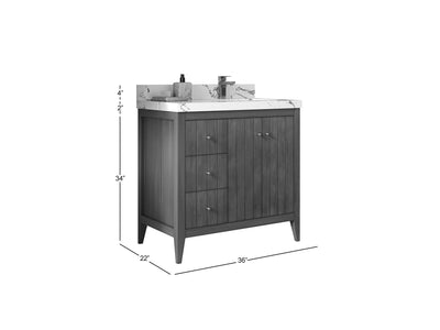 Atlanta Teak Wood 36 in. W x 22 in. D Right Offset Sink Bathroom Vanity - Willow Bath and Vanity