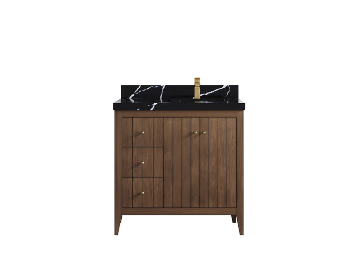 Atlanta Teak Wood 36 in. W x 22 in. D Right Offset Sink Bathroom Vanity - photo 9