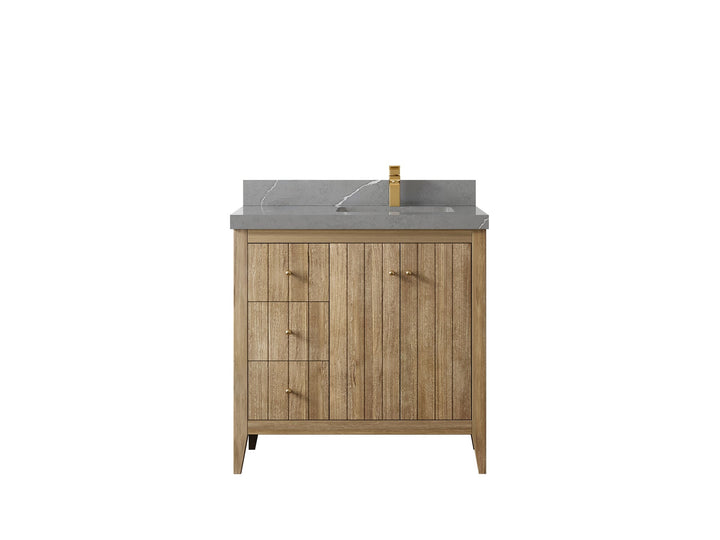 Atlanta Teak Wood 36 in. W x 22 in. D Right Offset Sink Bathroom Vanity - photo 35