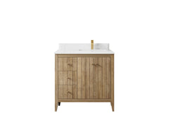 Atlanta Teak Wood 36 in. W x 22 in. D Right Offset Sink Bathroom Vanity - photo 26