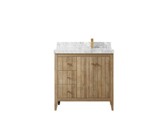 Atlanta Teak Wood 36 in. W x 22 in. D Right Offset Sink Bathroom Vanity - photo 10