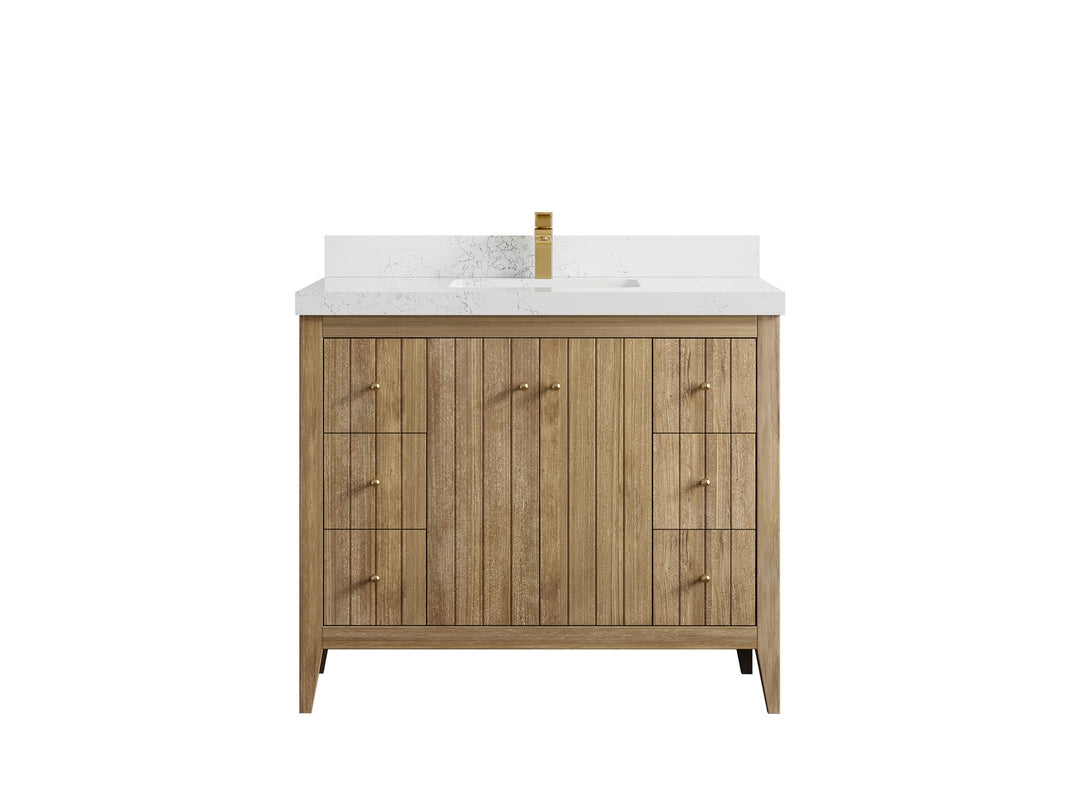 Atlanta Teak Wood 42 in. W x 22 in. D Single Sink Bathroom Vanity - Willow Bath and Vanity