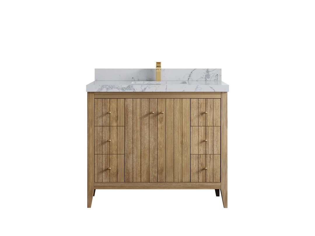 Atlanta Teak Wood 42 in. W x 22 in. D Single Sink Bathroom Vanity - Willow Bath and Vanity
