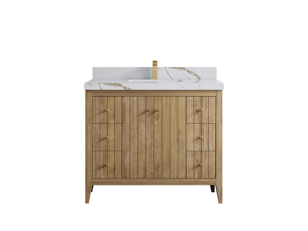 Atlanta Teak Wood 42 in. W x 22 in. D Single Sink Bathroom Vanity - Willow Bath and Vanity