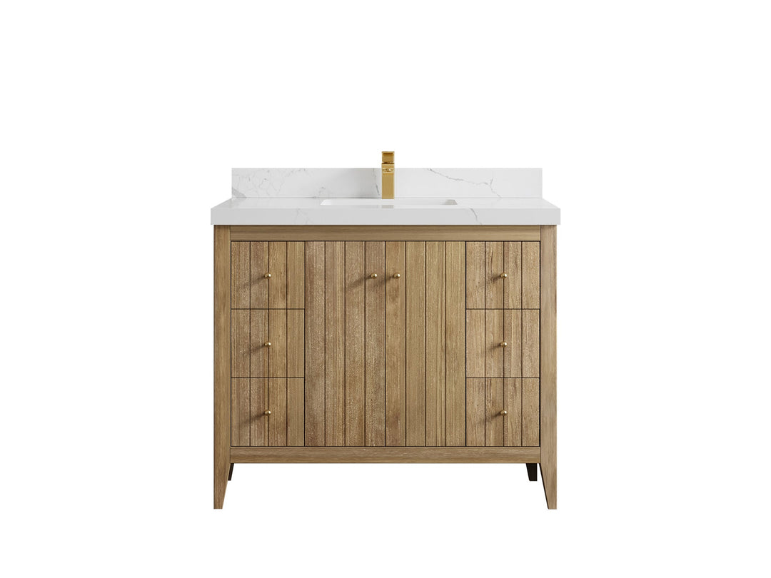 Atlanta Teak Wood 42 in. W x 22 in. D Single Sink Bathroom Vanity - Willow Bath and Vanity