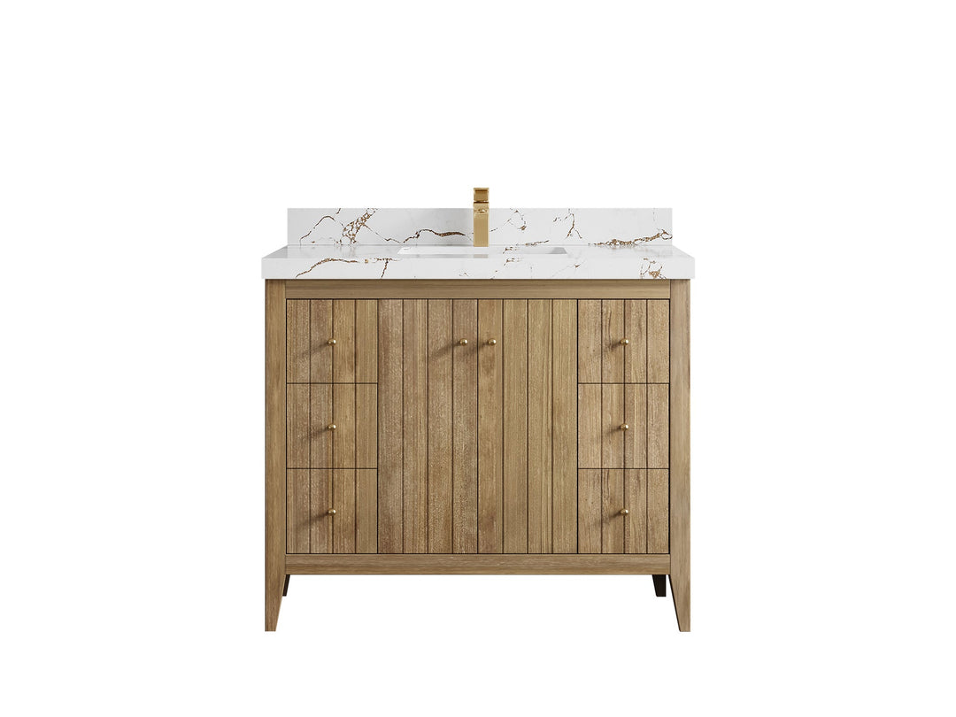 Atlanta Teak Wood 42 in. W x 22 in. D Single Sink Bathroom Vanity - Willow Bath and Vanity