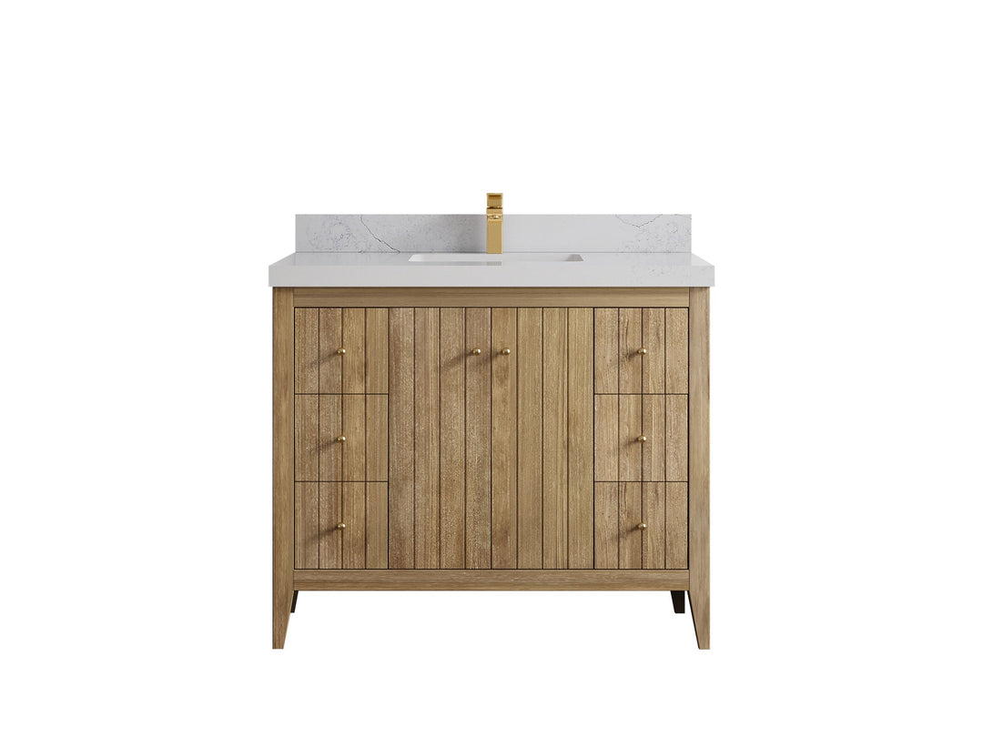 Atlanta Teak Wood 42 in. W x 22 in. D Single Sink Bathroom Vanity - Willow Bath and Vanity