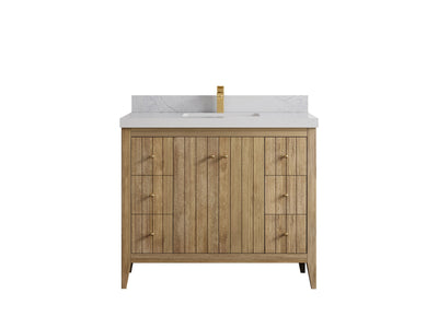 Atlanta Teak Wood 42 in. W x 22 in. D Single Sink Bathroom Vanity - Willow Bath and Vanity