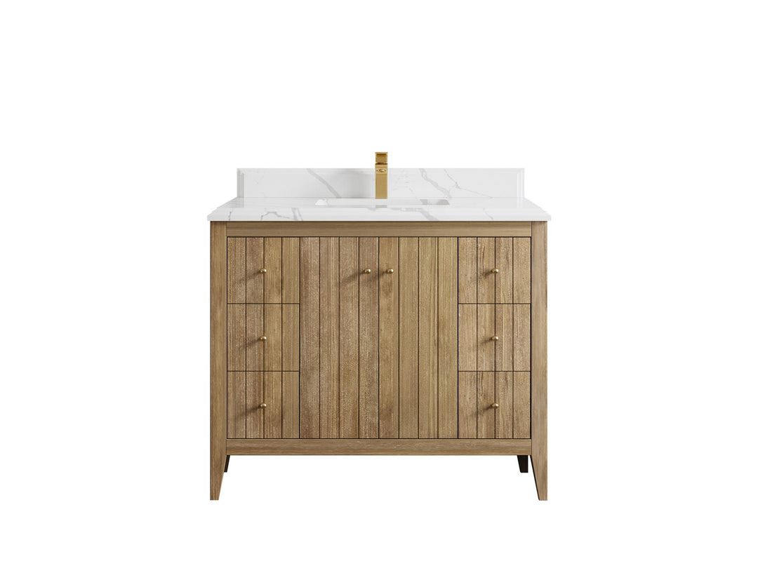Atlanta Teak Wood 42 in. W x 22 in. D Single Sink Bathroom Vanity - Willow Bath and Vanity