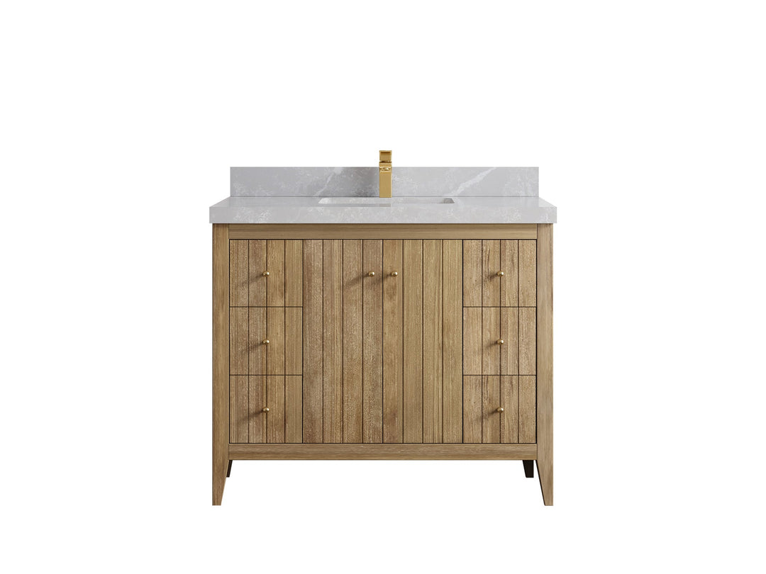Atlanta Teak Wood 42 in. W x 22 in. D Single Sink Bathroom Vanity - Willow Bath and Vanity