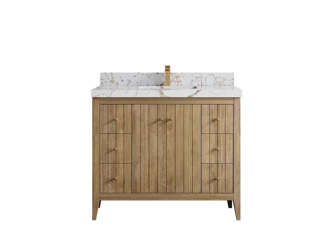 Atlanta Teak Wood 42 in. W x 22 in. D Single Sink Bathroom Vanity - Willow Bath and Vanity