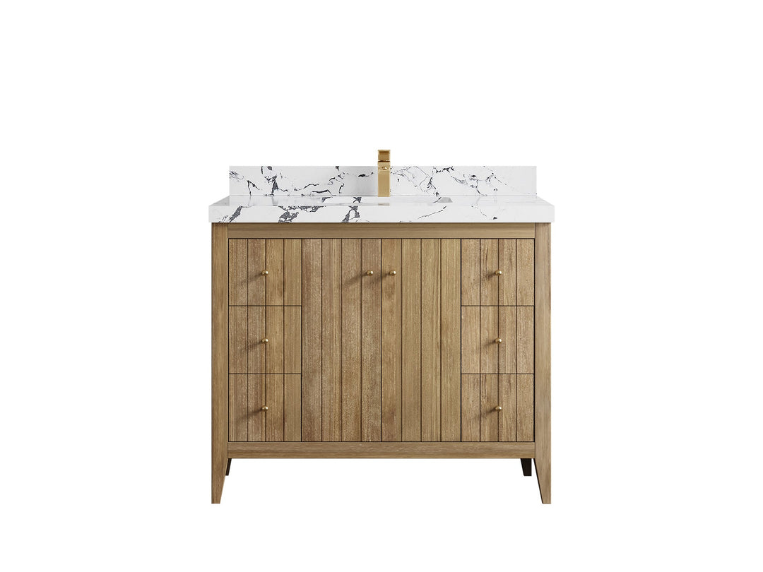 Atlanta Teak Wood 42 in. W x 22 in. D Single Sink Bathroom Vanity - Willow Bath and Vanity