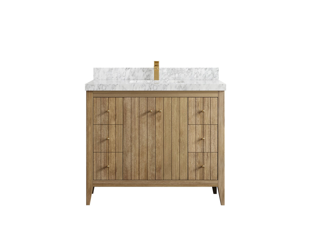 Atlanta Teak Wood 42 in. W x 22 in. D Single Sink Bathroom Vanity - Willow Bath and Vanity