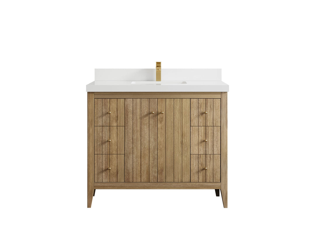 Atlanta Teak Wood 42 in. W x 22 in. D Single Sink Bathroom Vanity - Willow Bath and Vanity