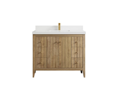Atlanta Teak Wood 42 in. W x 22 in. D Single Sink Bathroom Vanity - Willow Bath and Vanity