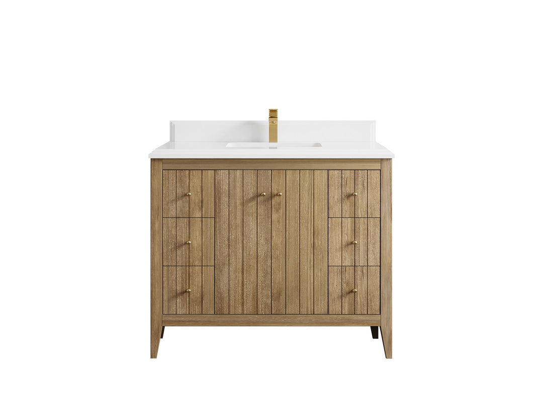 Atlanta Teak Wood 42 in. W x 22 in. D Single Sink Bathroom Vanity - Willow Bath and Vanity
