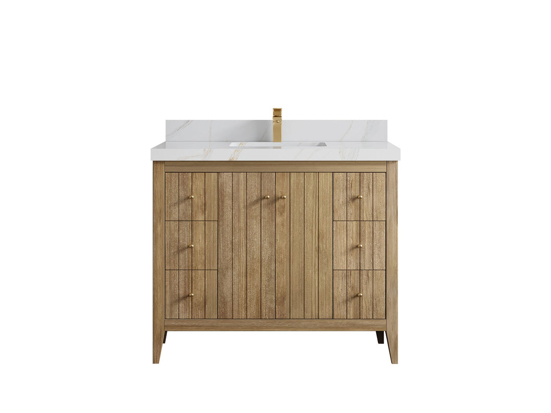 Atlanta Teak Wood 42 in. W x 22 in. D Single Sink Bathroom Vanity - Willow Bath and Vanity