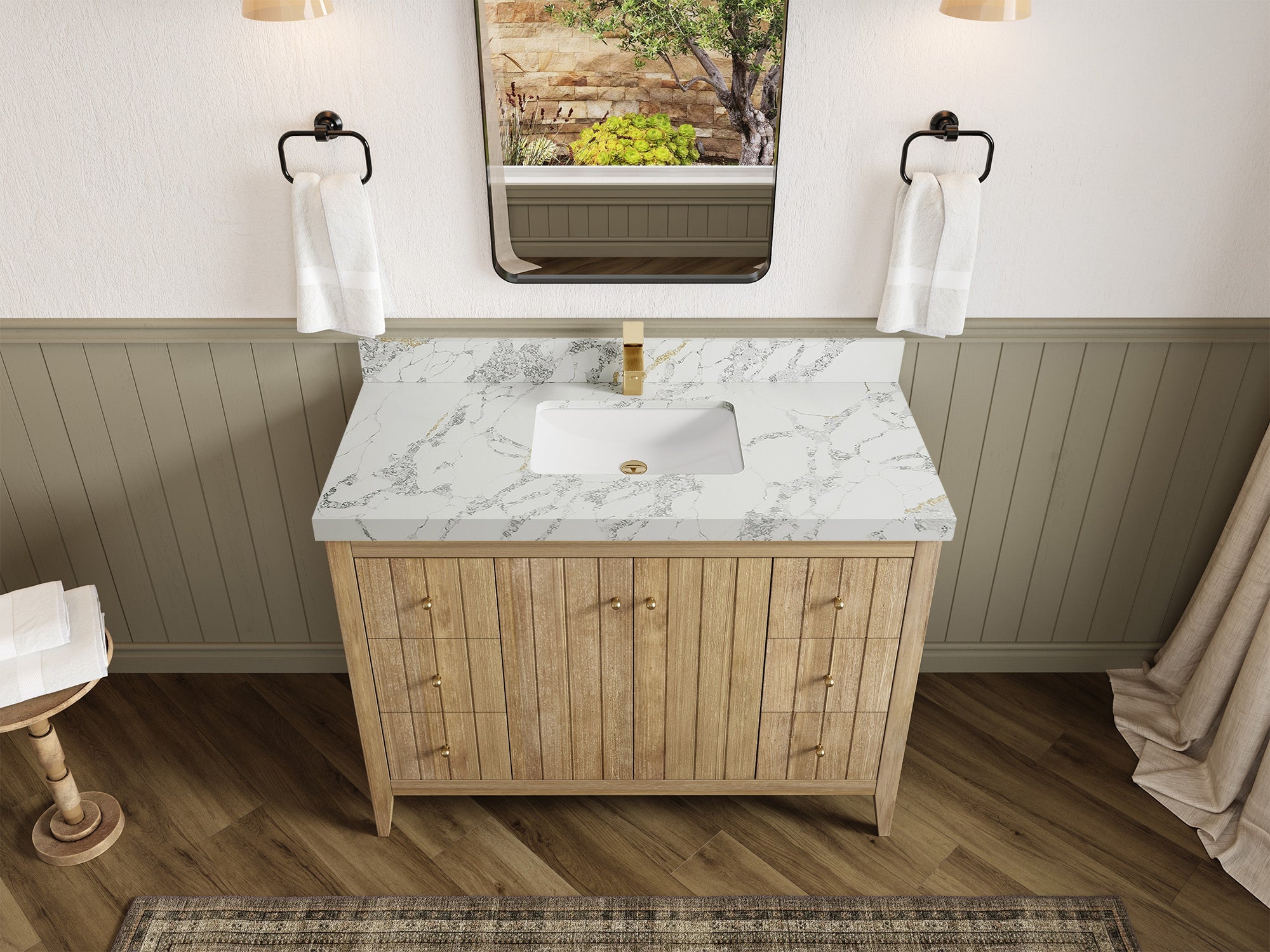 Atlanta Teak Wood 48 in. W x 22 in. D Single Sink Bathroom Vanity - Willow Bath and Vanity