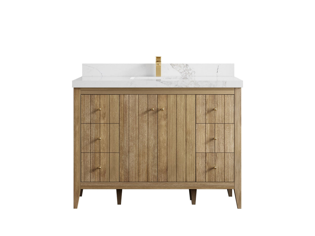 Atlanta Teak Wood 48 in. W x 22 in. D Single Sink Bathroom Vanity - Willow Bath and Vanity