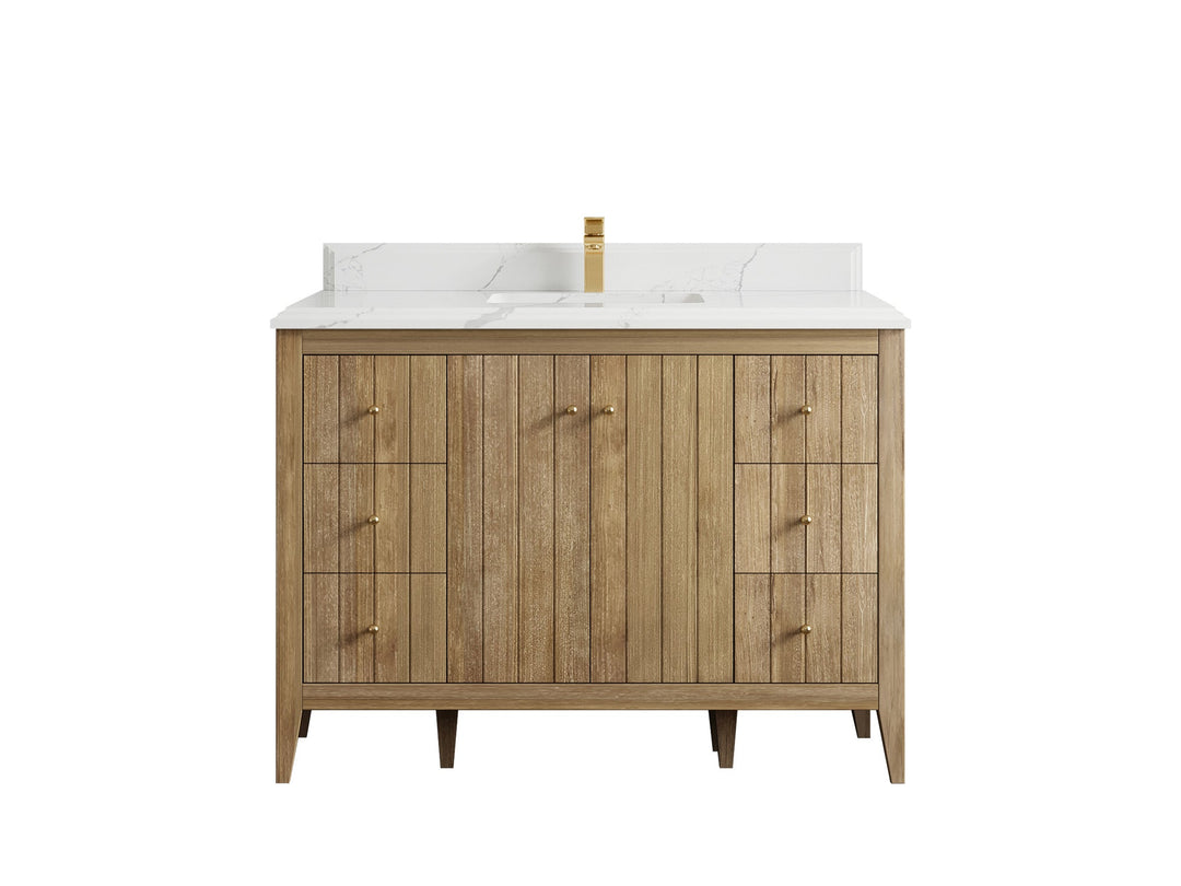 Atlanta Teak Wood 48 in. W x 22 in. D Single Sink Bathroom Vanity - Willow Bath and Vanity